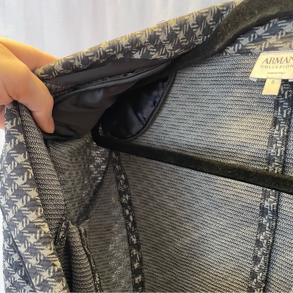 Armani Collezioni Blazer Size 8 Italy Clueless Geometric Office Preppy Academia - Picture 5 of 13